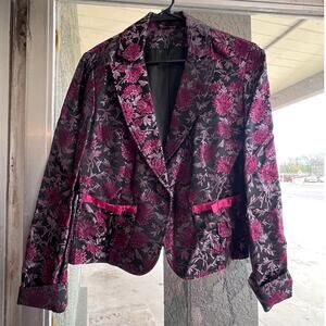 Vintage Zinc black and purple floral blazer jacket size L